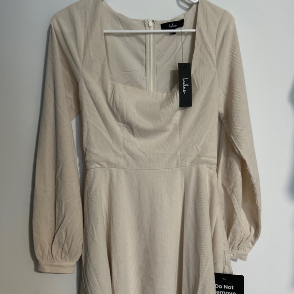 Lulus Daily Affection Beige Corduroy Mini Dress With Pockets - Size S - Picture 5 of 5